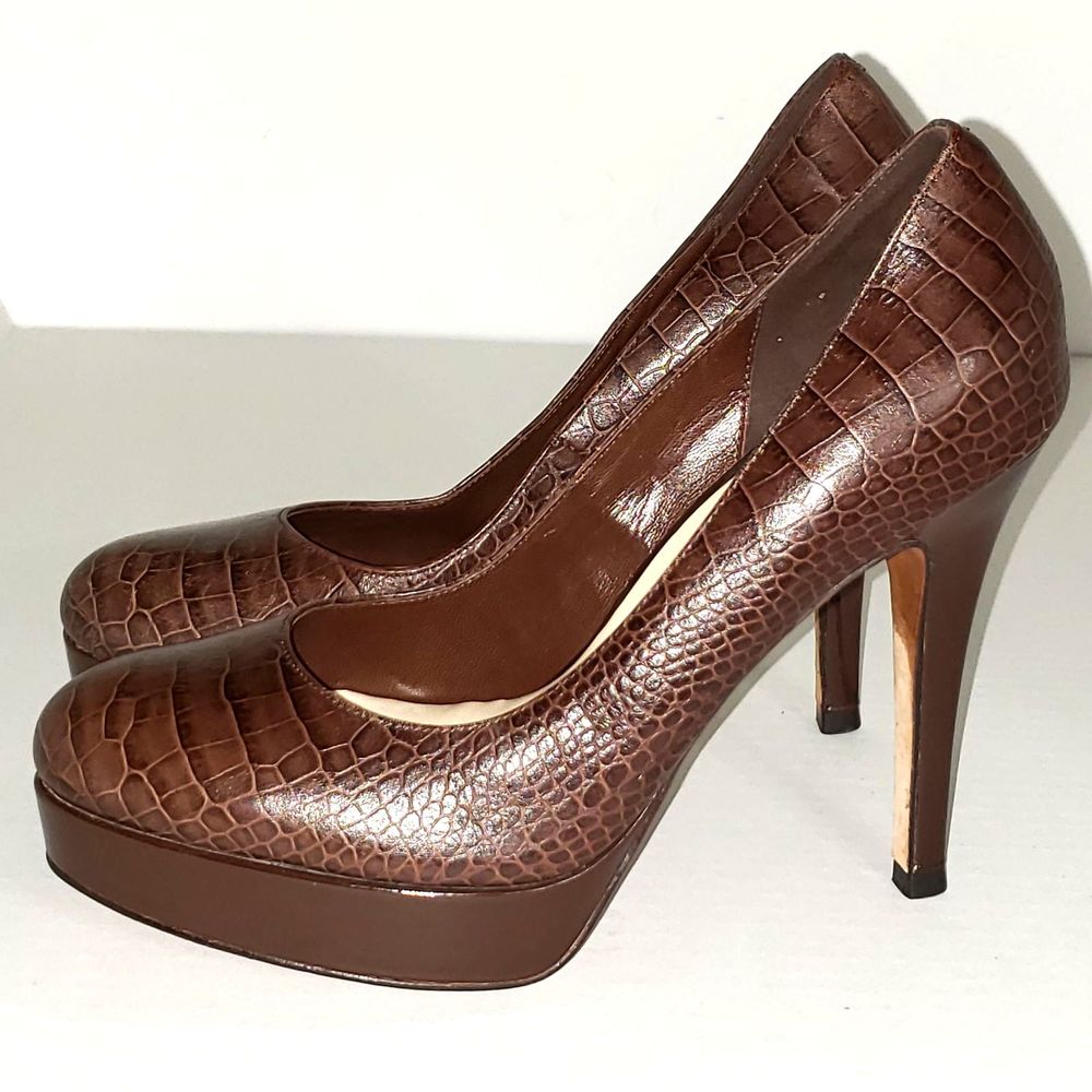 COLE HAAN AIR CROCO LEATHER PUMP 4 1/2" HEEL $346 FIRM